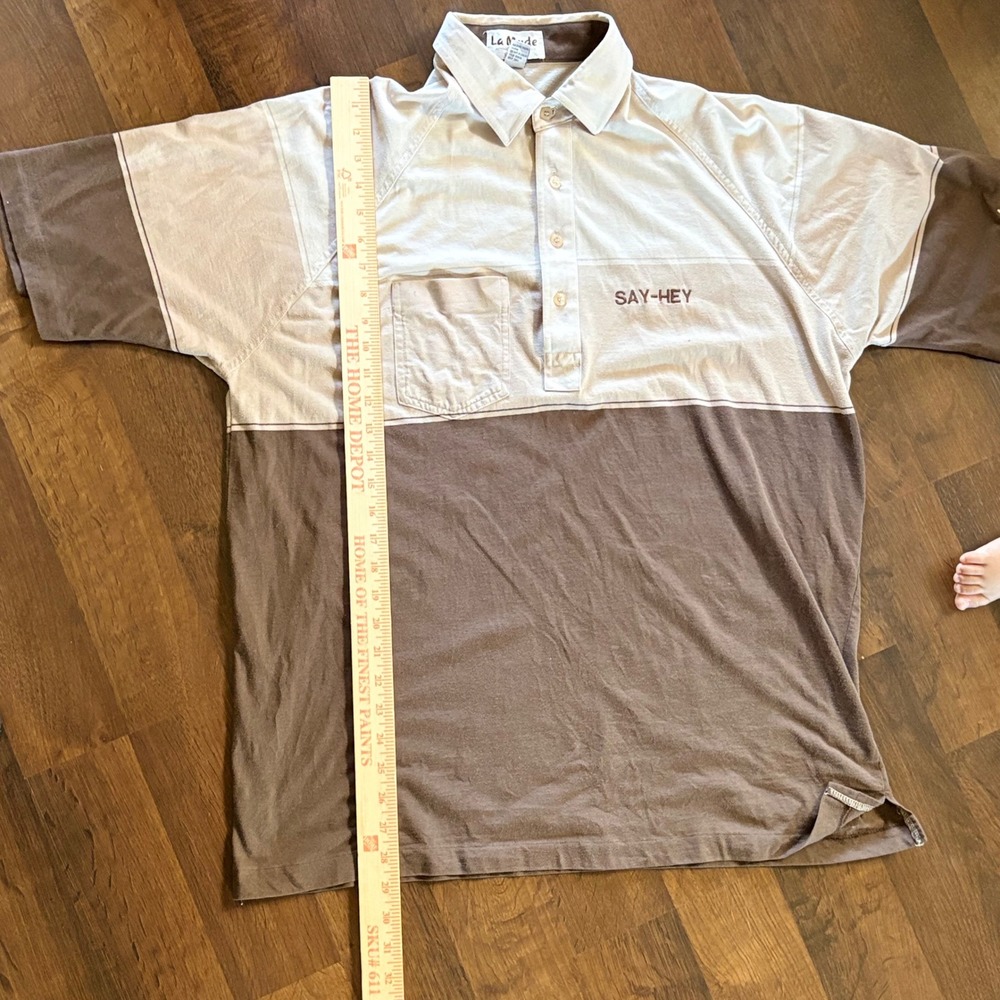 Vintage La Mode Polo Shirt Sportswear Say-Hey Colorblock Men's XL Brown USA 90s